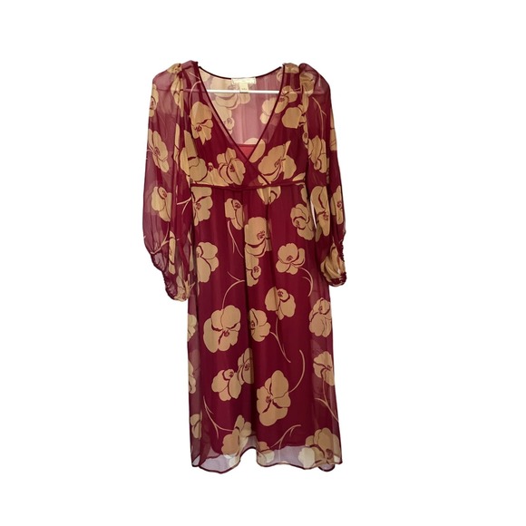 Anthropologie Moulinette Soeurs Dresses & Skirts - COPY - Anthropologie Moulinette Soeurs Silk Empire Waist Dress Sz 0 Burgundy Fl…